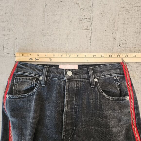 Revice Womens High Waisted Frayed Hems Red Side Zipper Flare 28x29 Size 28 - Picture 14 of 16